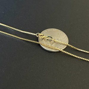 20", Solid 14K Gold Box Chain Necklace,1 mm, 3.40 gr.